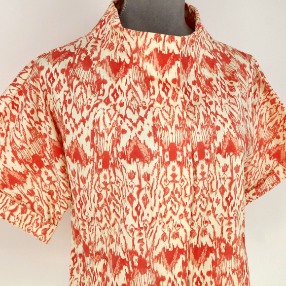 Cache Jacket Womens Small Ivory Orange Stretch Cotton Pockets Snaps Career - Picture 6 of 15